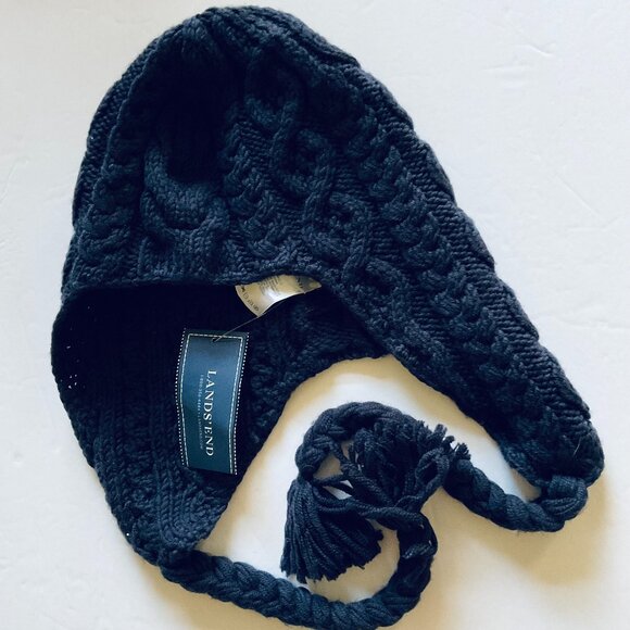 LANDS' END Women's Aran Hat with Ties NWT Size OSFM - Picture 4 of 5